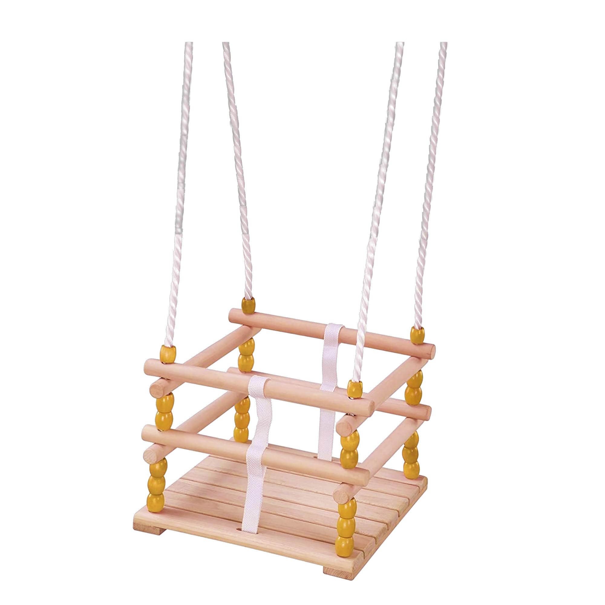 Idena 40393 - Gitterschaukel aus Holz, Schaukel für Kleinkinder ab 1 Jahr, mit verstellbaren Halteseilen und Stahlringen, Tragkraft bis 50 kg