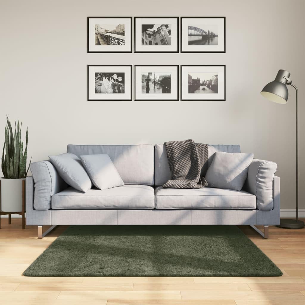 HUARTE - Tappeto a pelo corto, morbido e lavabile, verde bosco, 120 x 120 cm, certificato Oeko-TEX, antiscivolo, per soggiorno, camera da letto e riscaldamento a pavimento, peluche