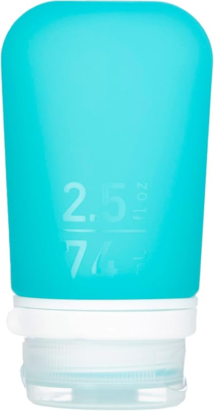 Frasco de viagem recarregável de silicone humangear GoToob+ Aqua, tamanho médio, 74 mL