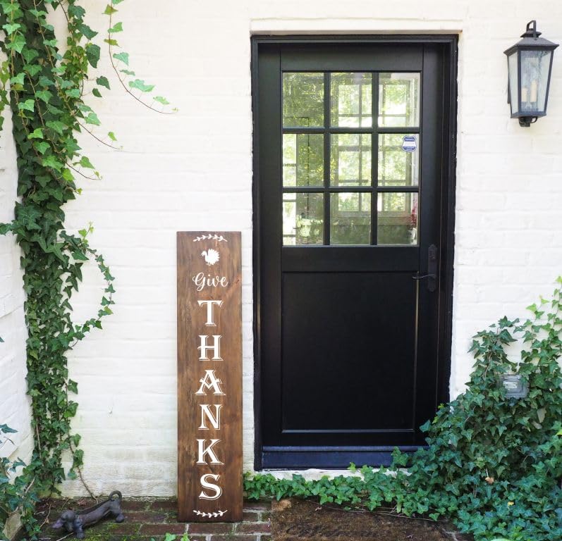Miniatura 4 de Vinyl Art Decal - Vertical Give Thanks Lettering Porch Decor - Decal Sticker for Tall Wood Sign - Die-Cut Vinyl Wall Sticker for Fall Autumn Décor
