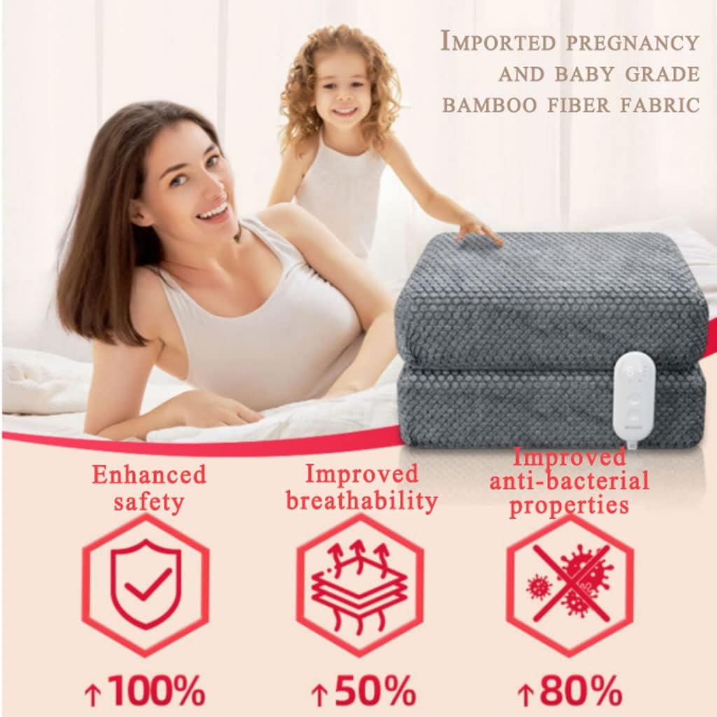 review FLIB Easy Care King Size Heated Blanket Intelligent Dual Control Electric Blanket 12 Hours Auto-Off Single Luxuriously Soft Plush Bed Throws Energy Saving