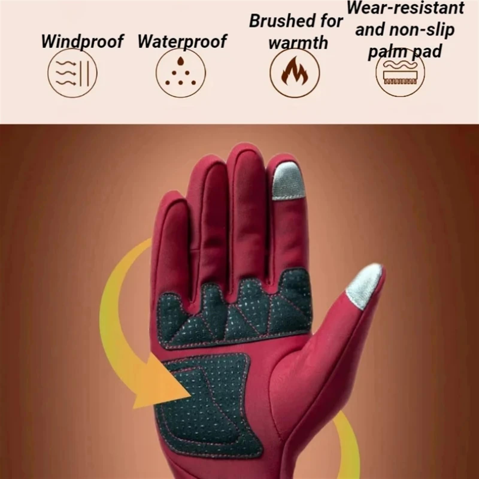 Guantes de Ciclismo Invierno Lana cálidos a Prueba Viento for Hombres Invierno para Ciclismo