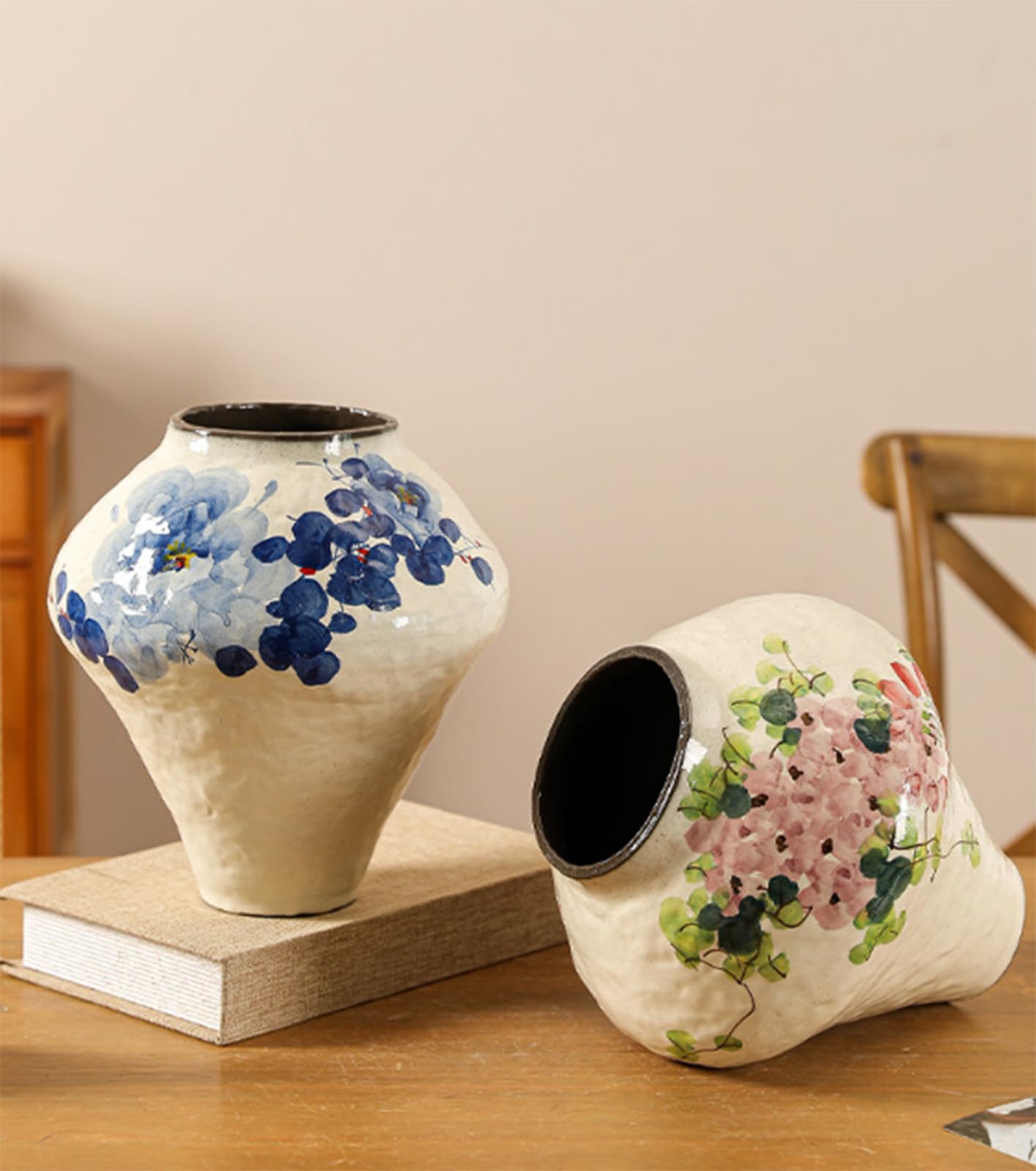 Wazony na kwiaty i wystrój domu, ceramiczny rustykalny wazon na kwiaty w stylu wiejskim, antyczny wazon z terakoty, dekoracja boho do domu, salonu, przedpokoju, na wesele,A
