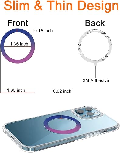 Miniatura 3 de 5 piezas para anillo adaptador magnético universal, adhesivo magnético compatible con accesorios de carga inalámbrica para iPhone 141312 Mini Pro