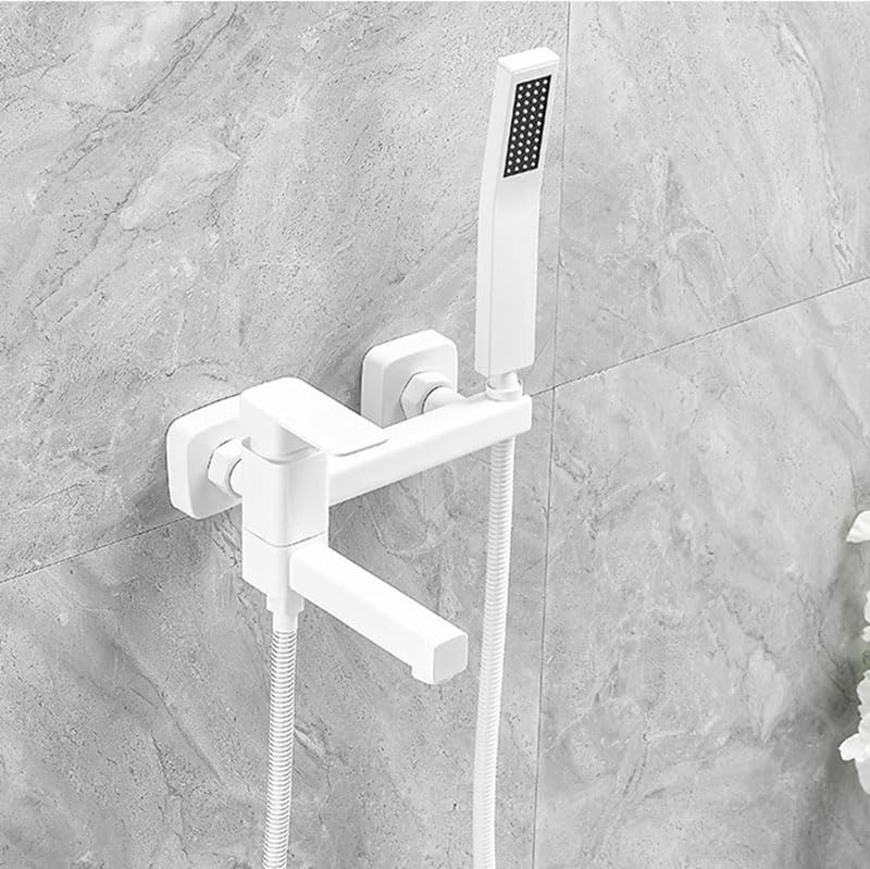 Baignoire avec douche attachement mural en laiton blanc LWX