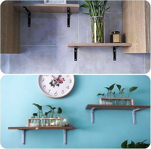 Miniatura 6 de Soporte para estante de tablón de madera para horno de microondas para uso doméstico, para decoración de esquina de metal, con tornillos, 2 piezas