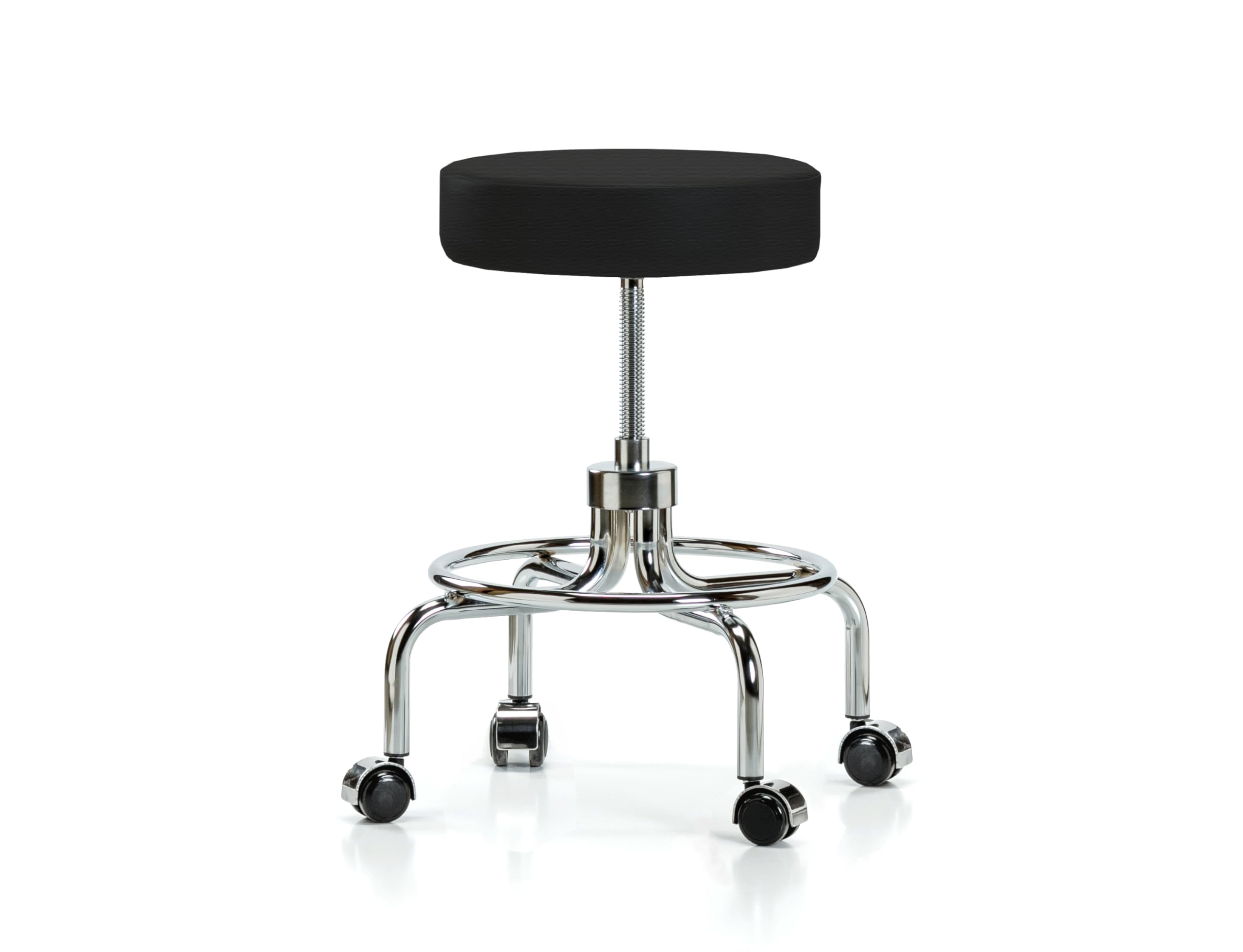 Perch Retro Exam Stool, Casters, 20.5-25.5", Black Fabric