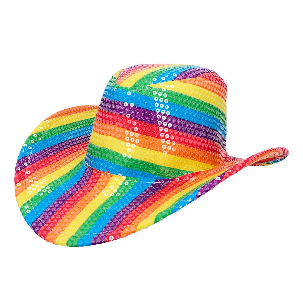 Boland Unisex Multicoloured 44635 Rainbow Cowboy Hat Pride, Progress, Lgbtq Headwear, Costume Accessory For Csd, Carnival And Theme Party