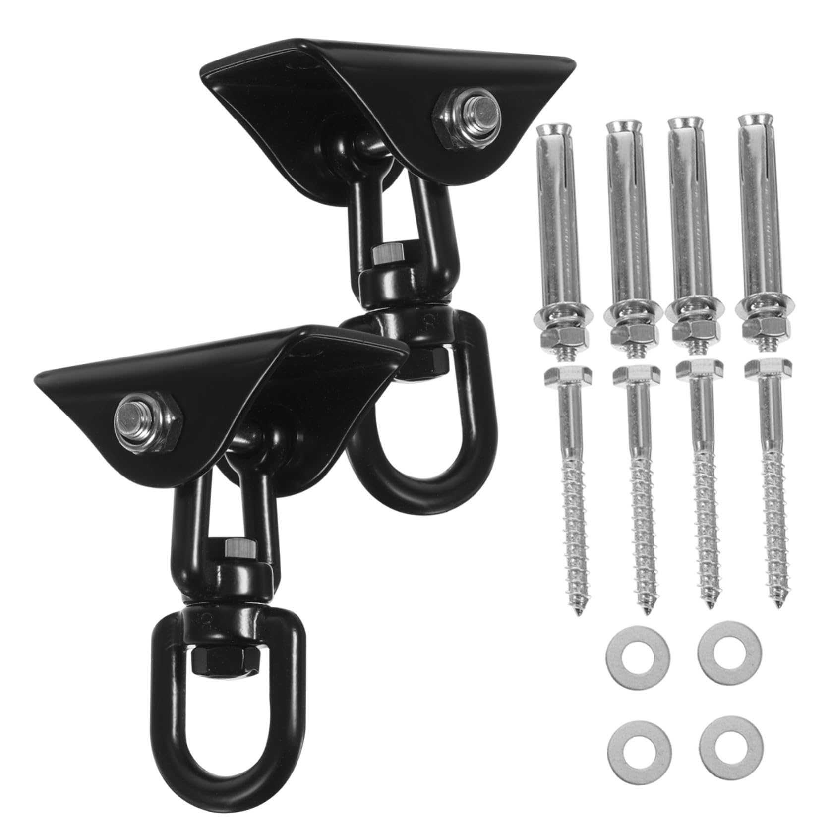 BESPORTBLE 2 Juegos Gancho de Techo de Acero Inoxidable Giratorio, Negro, 992 LB, para Hamaca y Silla Colgante, Placa de Colgado Fija Segura, Jardín y Patio, Adultos