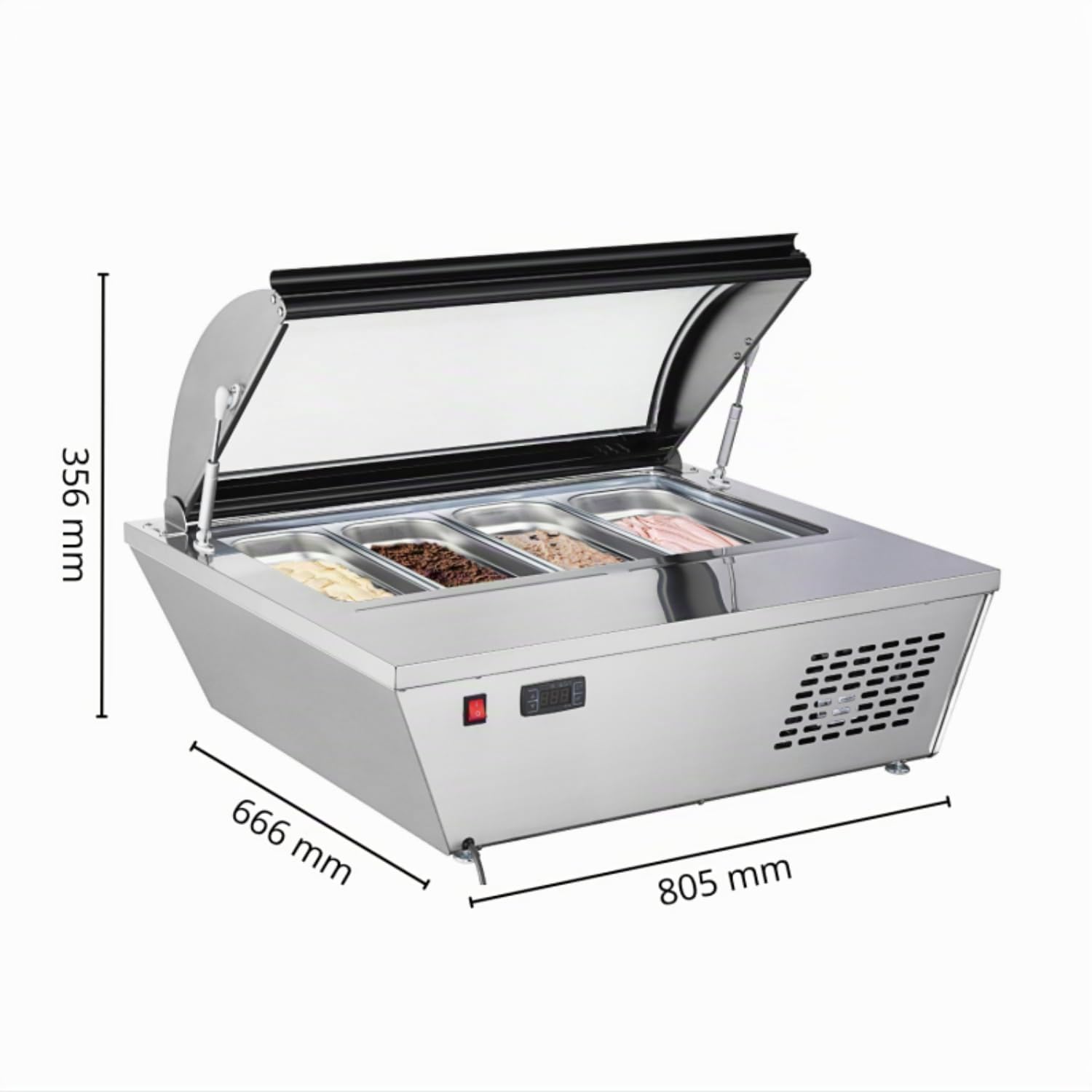 Générique Vitrine à Glace à Poser 87 Litres - 4 Bacs de 5 Litres