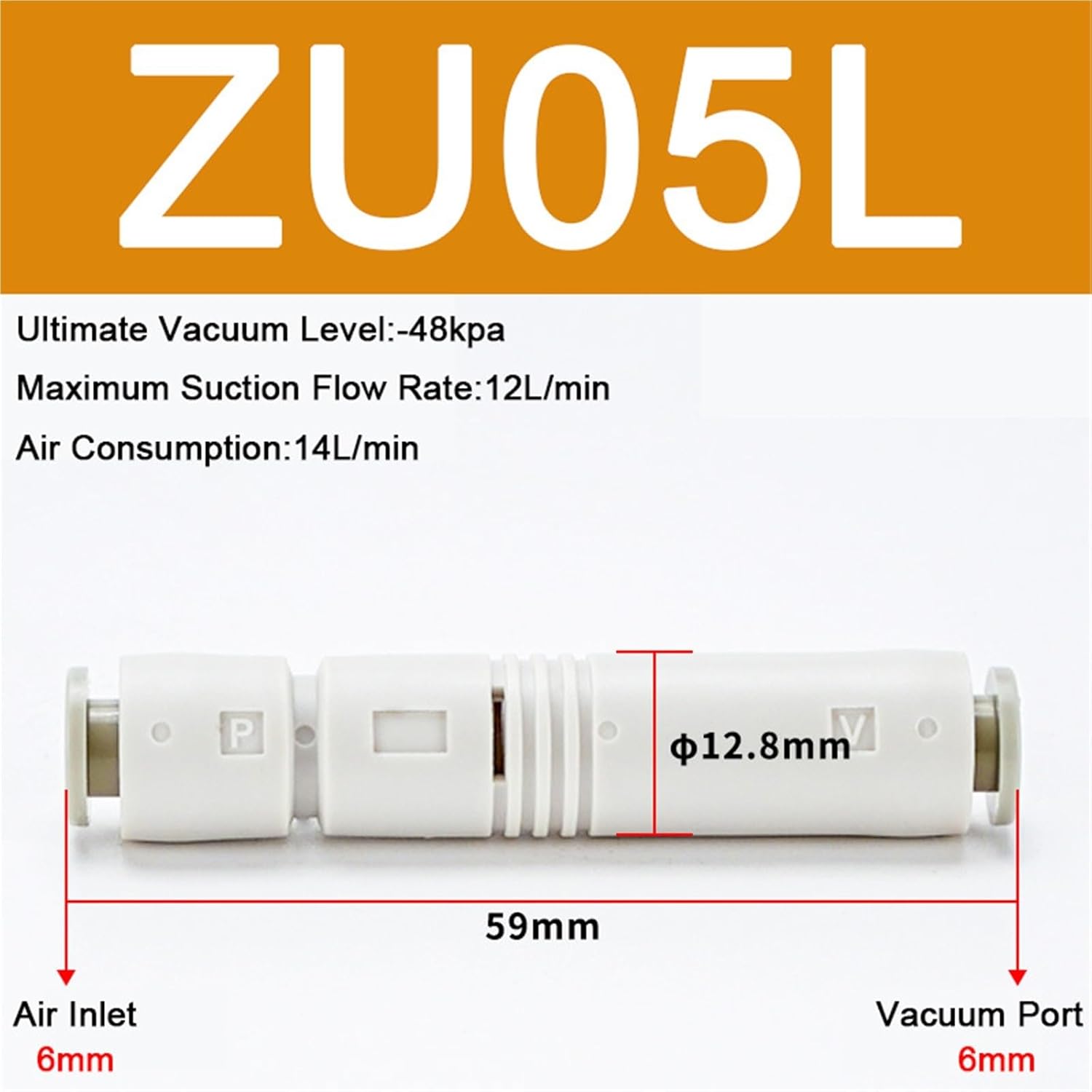 ZU Vacuum Generators Negative Pressure Generator ZU05S ZU07S Manipulator ZU05L ZU07L Large Flow 1Pcs(ZU05L)