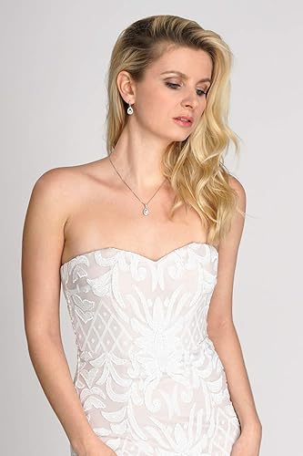 Miniatura 5 de Mariell Collar de perlas y aretes de gota para novias, damas de honor, regalo de cumpleaños