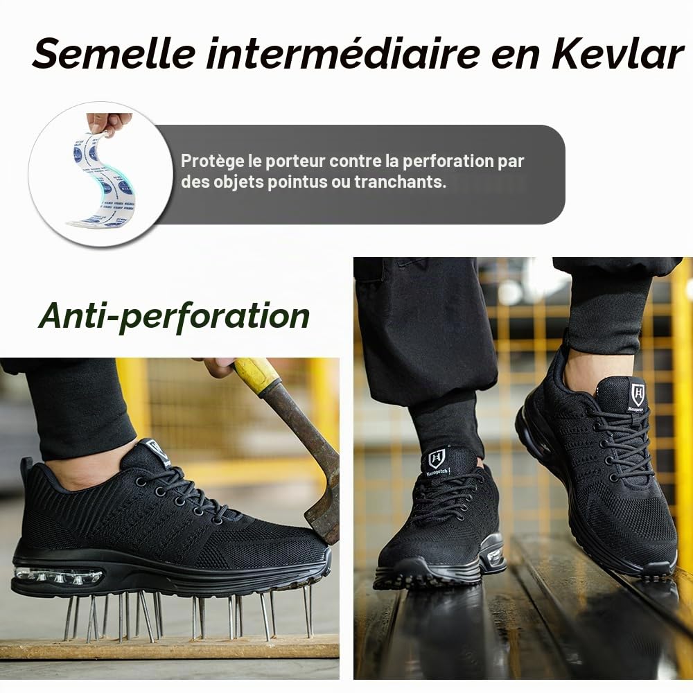 Chaussures de Securite Hommes Femmes Légère Basket de Securite Respirante Confortable Chaussure de Travail avec Embout en Acier