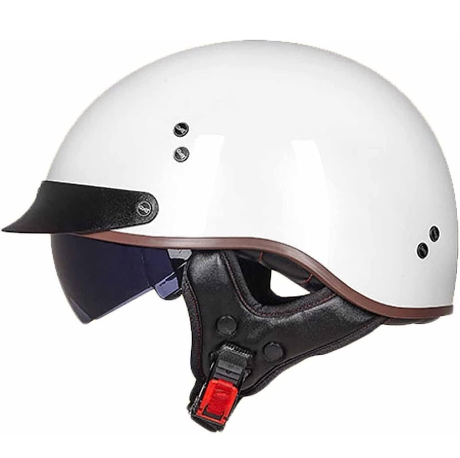 Motorrad Halbhelme Brain-Cap mit ECE Genehmigt mit Visier Brain-Cap Halbschale Roller-Helm Scooter-Helm Jet-Helm Retro Für Erwachsene Herren Damen