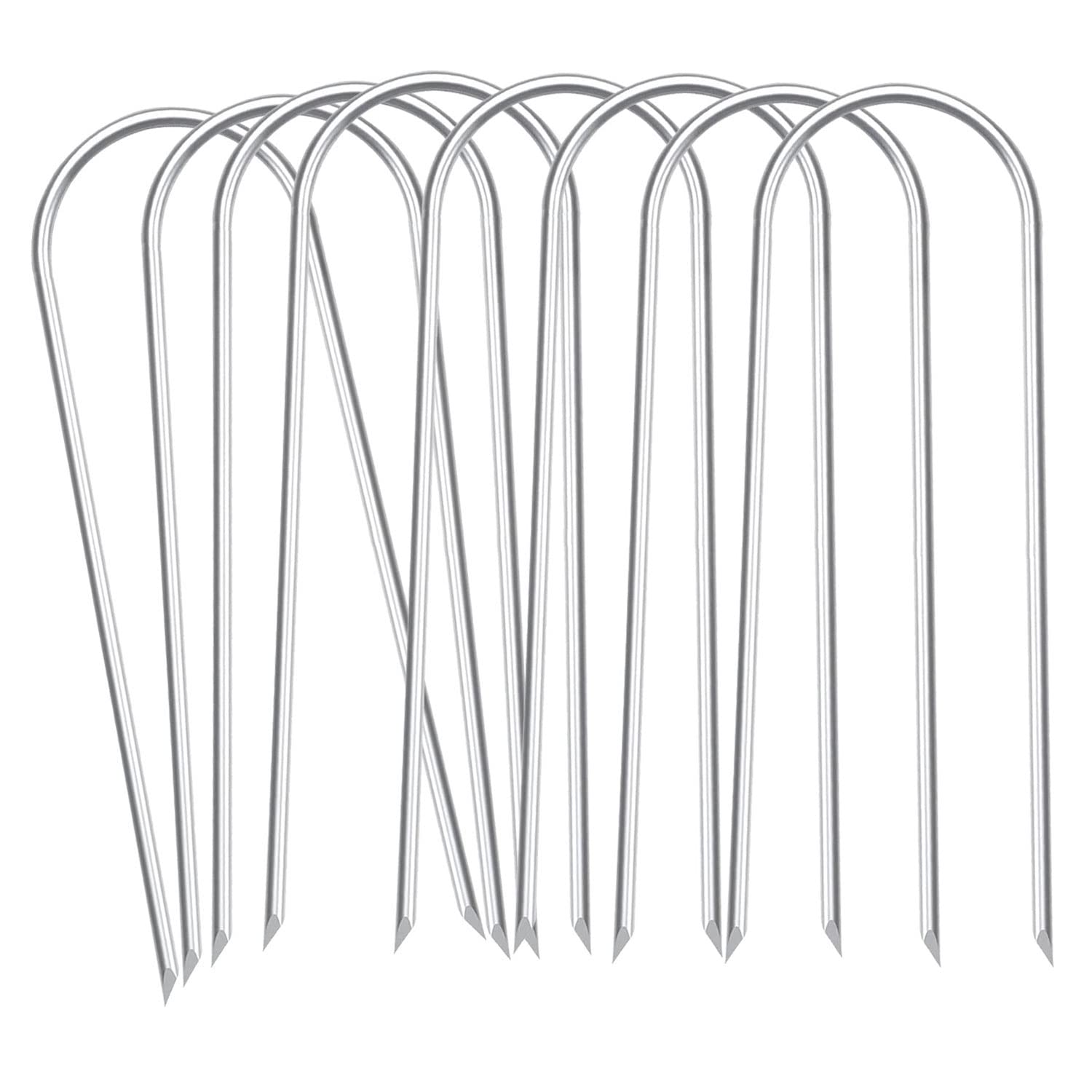 Heavy Duty Trampoline Stakes Anchors High Wind Stakes U- Shaped Sharp Ends Ground Anchor Galvanized Steel 11.8inch Safety Stakes for Soccer, Tents and Garden Decorations