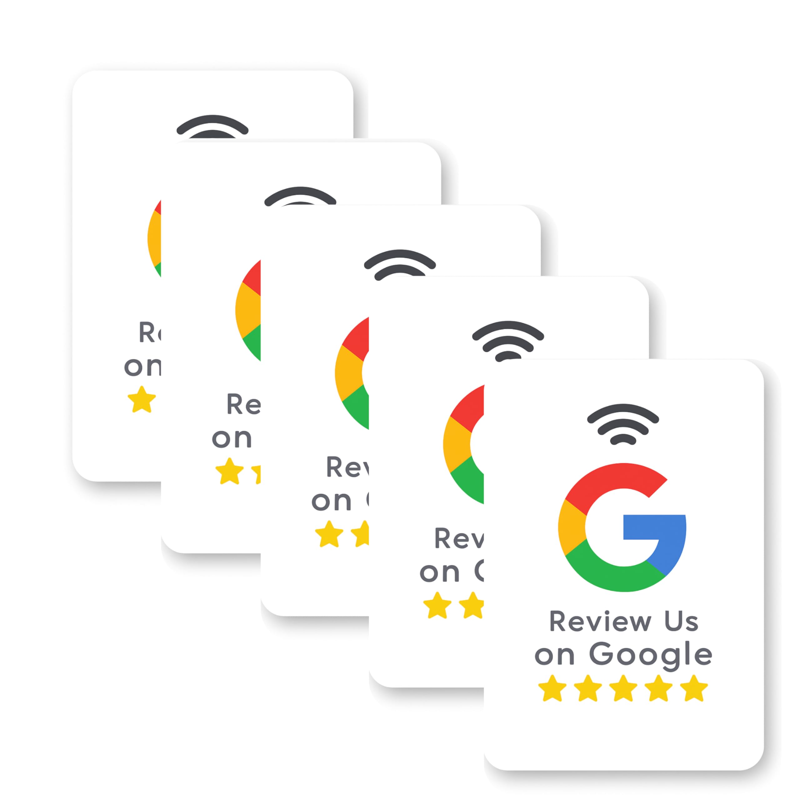 Tap to Review NFC Google Review Card – “Review Us on Google” Counter Sign 8.6 x 5.4 cm, 5 Star Design – for Shops, Cafes, Salons & Offices – White