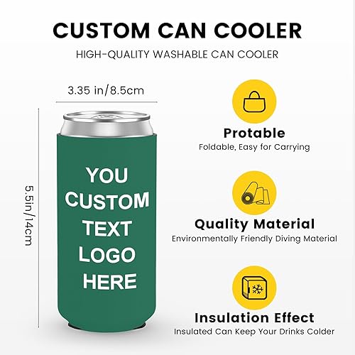 Miniatura 9 de 20 fundas personalizadas para enfriadores de latas, a granel, personalizables, de cerveza, refrescos, botellas, con logotipo, foto, texto, para