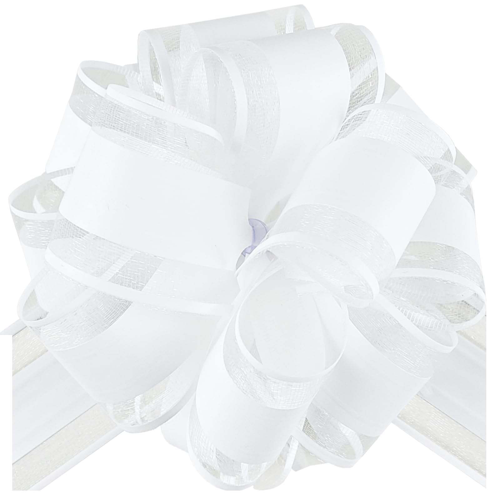 HHXUUAN Large Gift Wrap Macaron White Pull Bows with Clear Instructions.6pcs 6 InchDurable Organza Ribbon Bow for Hampers, Baskets, Wedding, Birthday & Present Decorations