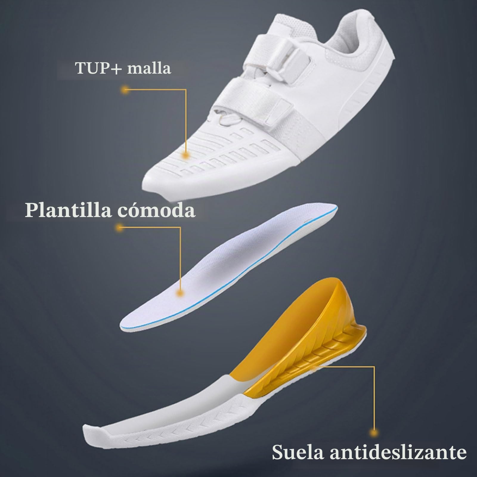 Zapatos para Levantamiento de Pesas,Zapatos Culturismo Levantamiento,Zapatos De Fitness Deadlift,Transpirables,Estanqueidad Ajustable,para Gimnasio Cinta Corre Portes