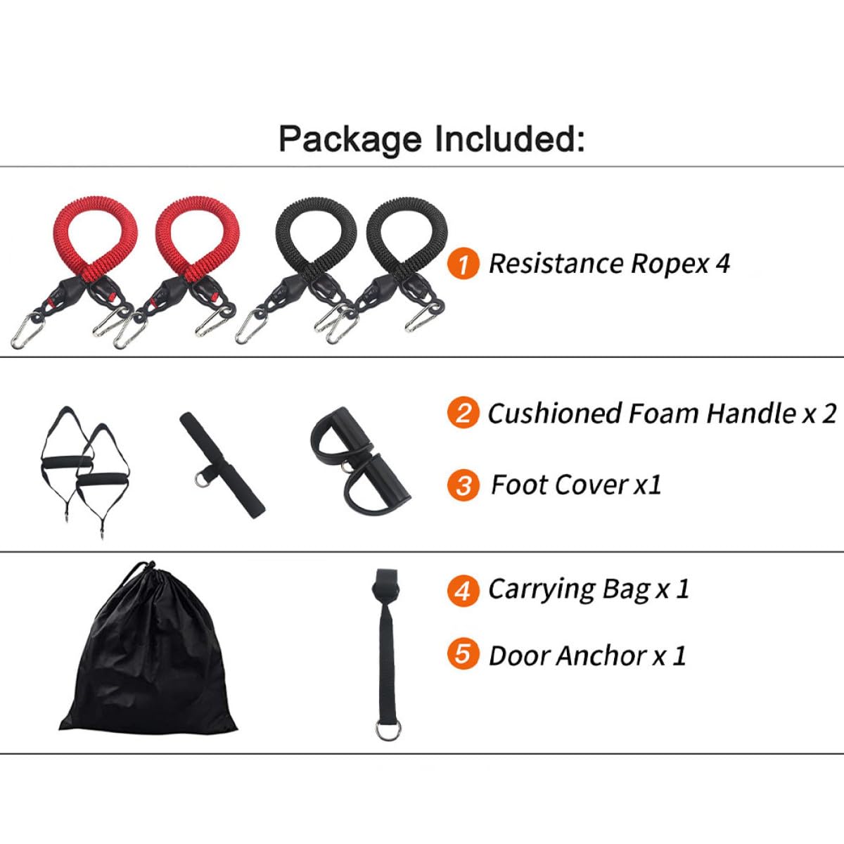 Healvian Set Corda di Trazione a 4 Tubi in Lattice per Fitness e Yoga, Corda da Tiro Sportiva Pedale, Elastico Resistente Portatile per Allenamento Corpo e Stretching a Casa e All’aperto