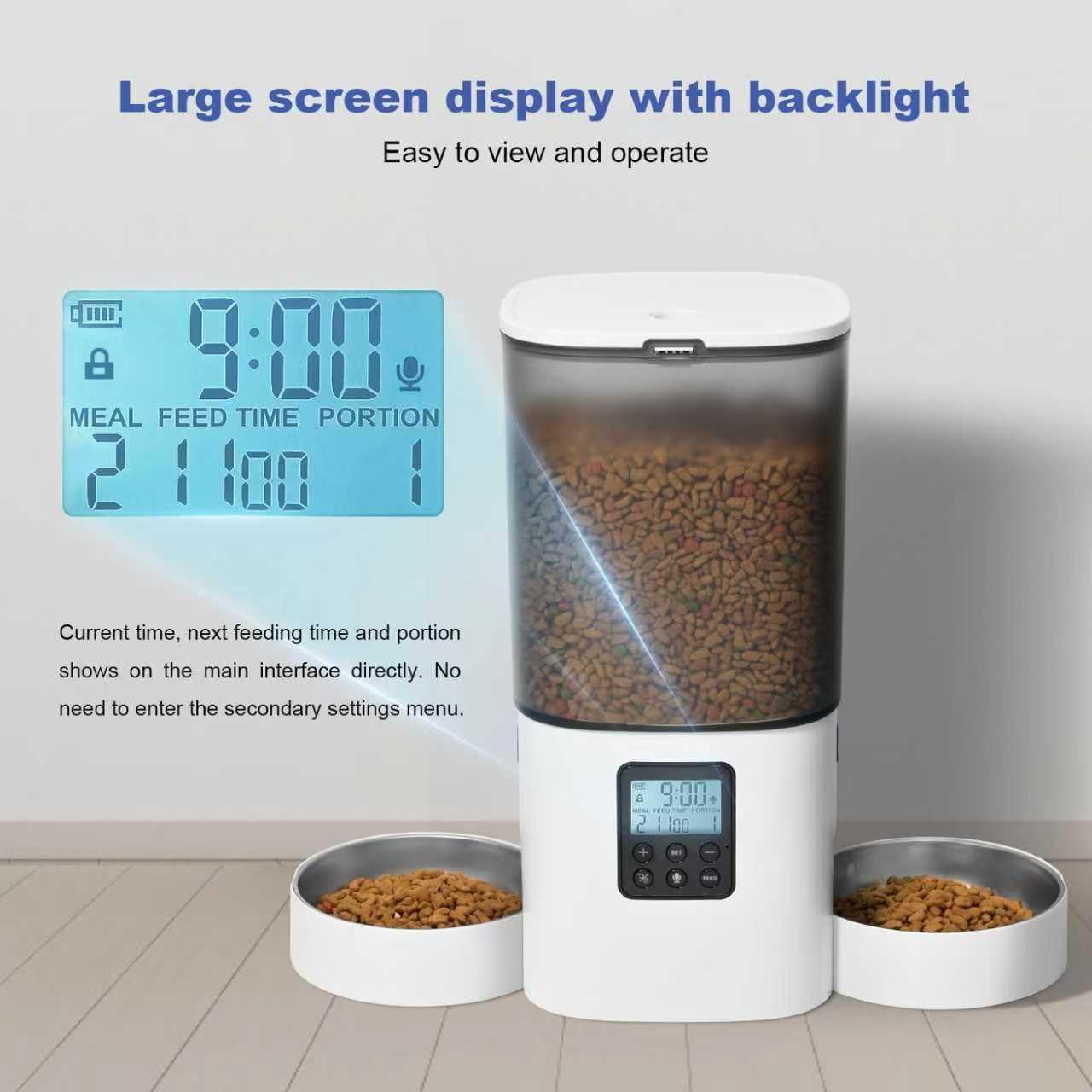 ANDOLL HOME 6L Automatic Cat Feeder, 2 Pets Timed Cat Dry Food Dispenser view 9