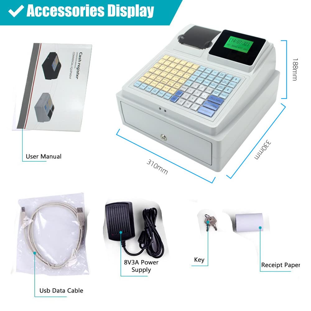 Caisse Enregistreuse Avec Caisse Et Imprimante Thermique, Caisse Enregistreuse Multifonction, Idéale Pour Le Commerce De Détail Ou L'hôtellerie, Facile à Installer Et à Utiliser,cashregister