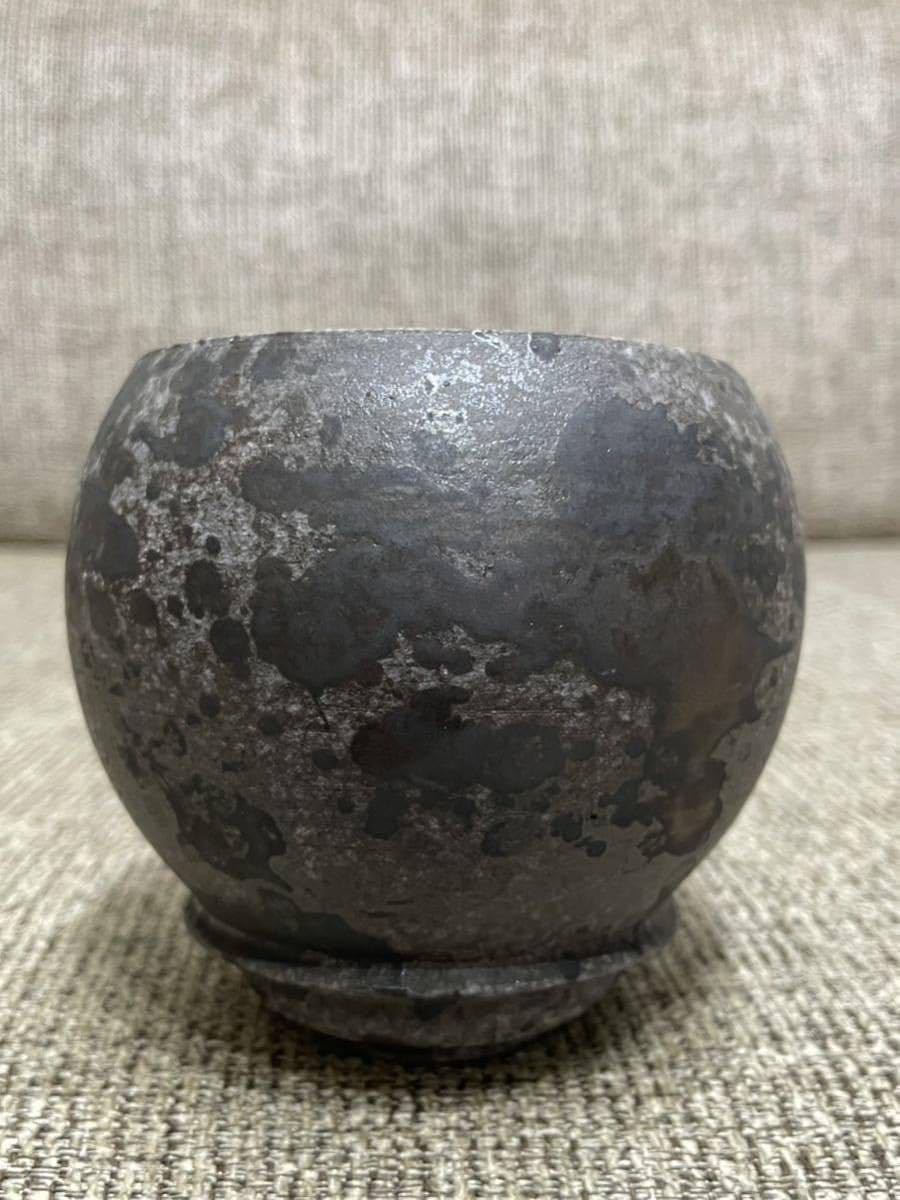 Amazon.co.jp: たけろうポット 安西岳郎 クロサビ ツボ 壺 植木鉢 陶器 