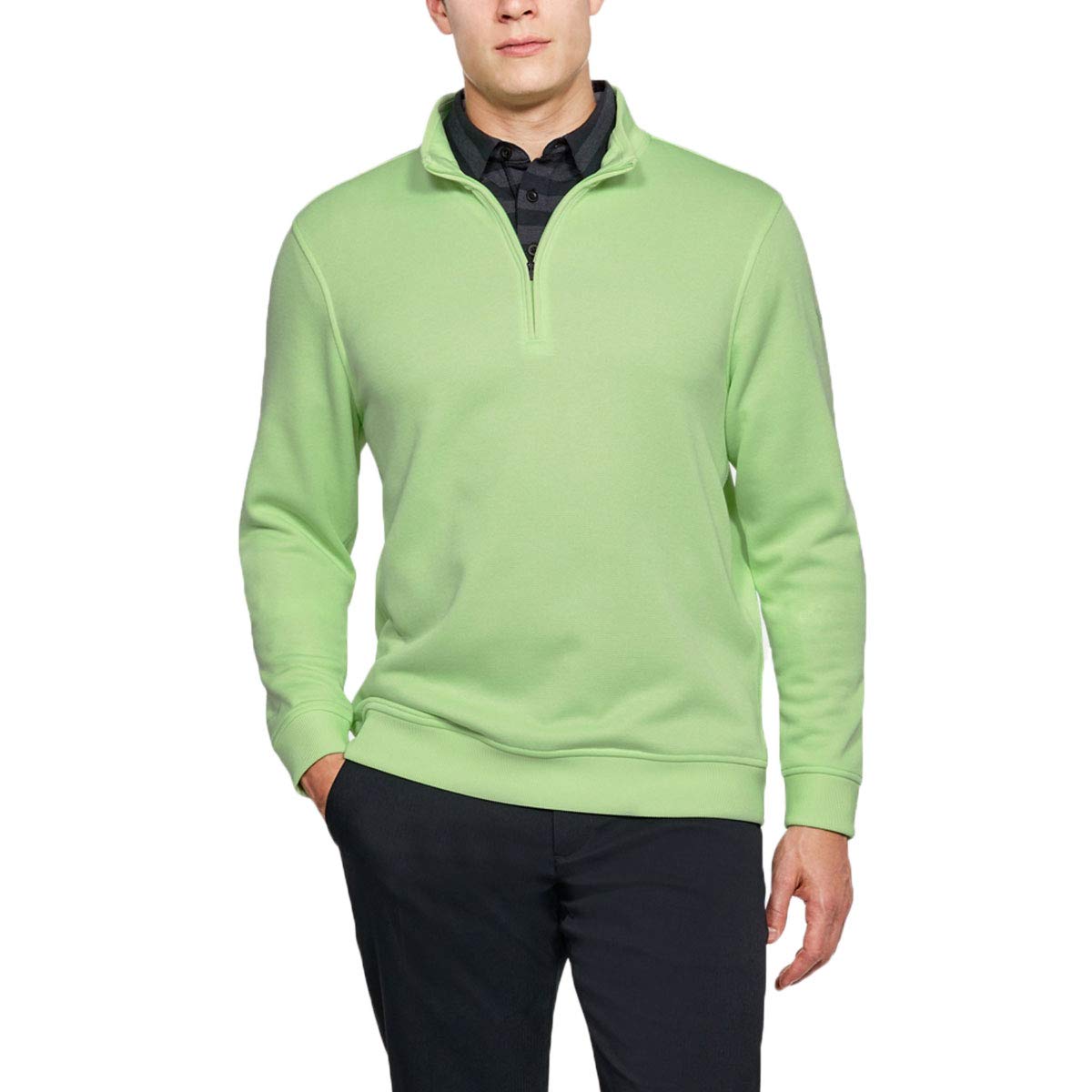 Under Armour 2018 Mens UA Storm SweaterFleece 1/4 Zip LS Top Layer Golf Sweater Lumos Lime Medium