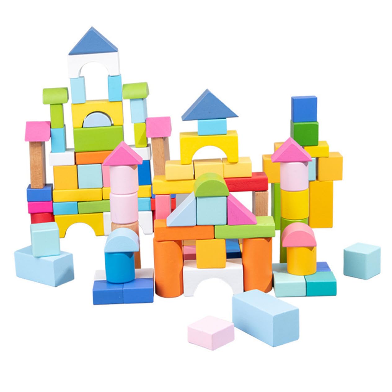 Gatuida 100pièces Blocs de Construction Bois pour Garçon Fille Jouet de Construction Éducatif Bois Blocs Colorés pour Bébés