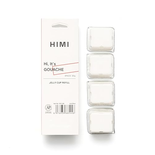 HIMI Gouache Paint Jelly Cup Refill, 4 Pack 30g, Single Color Paint for Artists & Hobby Painters, Unique Design In Jelly Cup Rich Pigment, Non Fading Art Supplies for Canvas and Paper Painting(WHITE) - WHITE