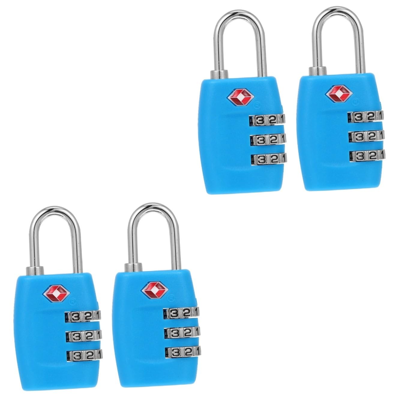 VALICLUD 4piezas Candados De Equipaje De Combinación Cerraduras De Código Para Maletas Mochilas y Gimnasios Seguridad Antirrobo Color Azul