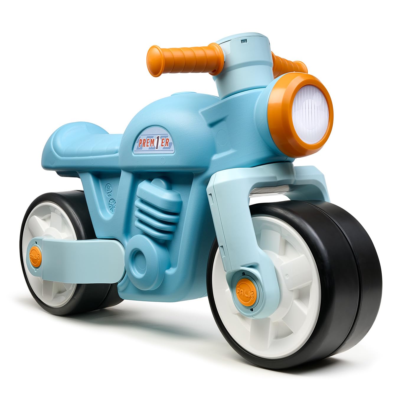 FALK - Draisienne Moto Prem1er - Blu - Ruote extra larghe e silenziose - Manubrio direzionale - Look Vintage - Contiene almeno il 75% di plastica riciclata - Made in France - Da 12 mesi - 452S