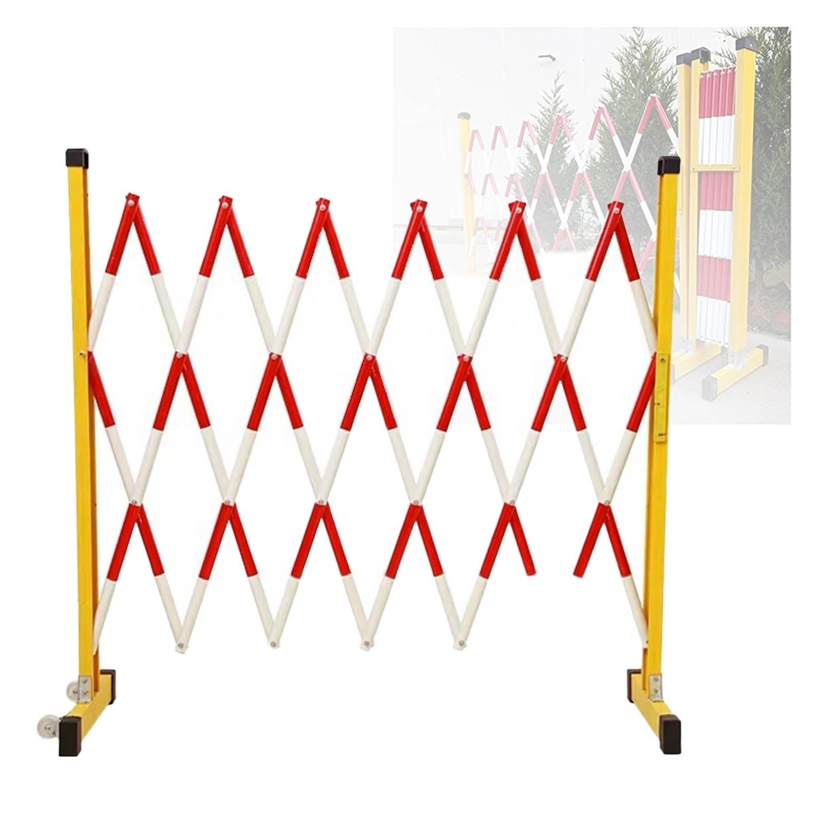 GDMDPTE Retractable Barricade Fence Outdoor, Expandable Mobile Barricade, Foldable Safety Barrier With Casters, Road Garage Construction Driveway Fence Retractable Traf(L400Cm/13.1Ft)