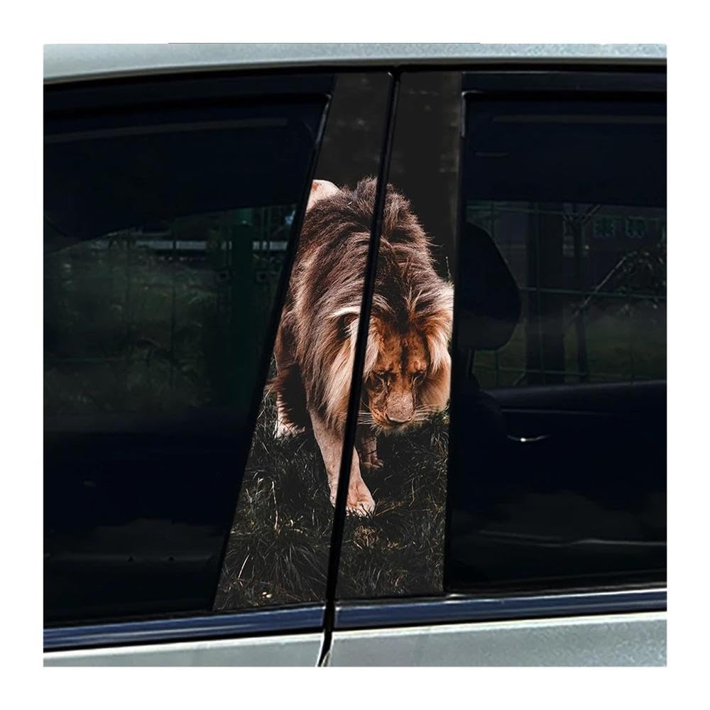 Body Parts 2PCS Car Center Pillar Sticker Animal Lion Giraffe Auto B Pillar Protective Film Decals(E)