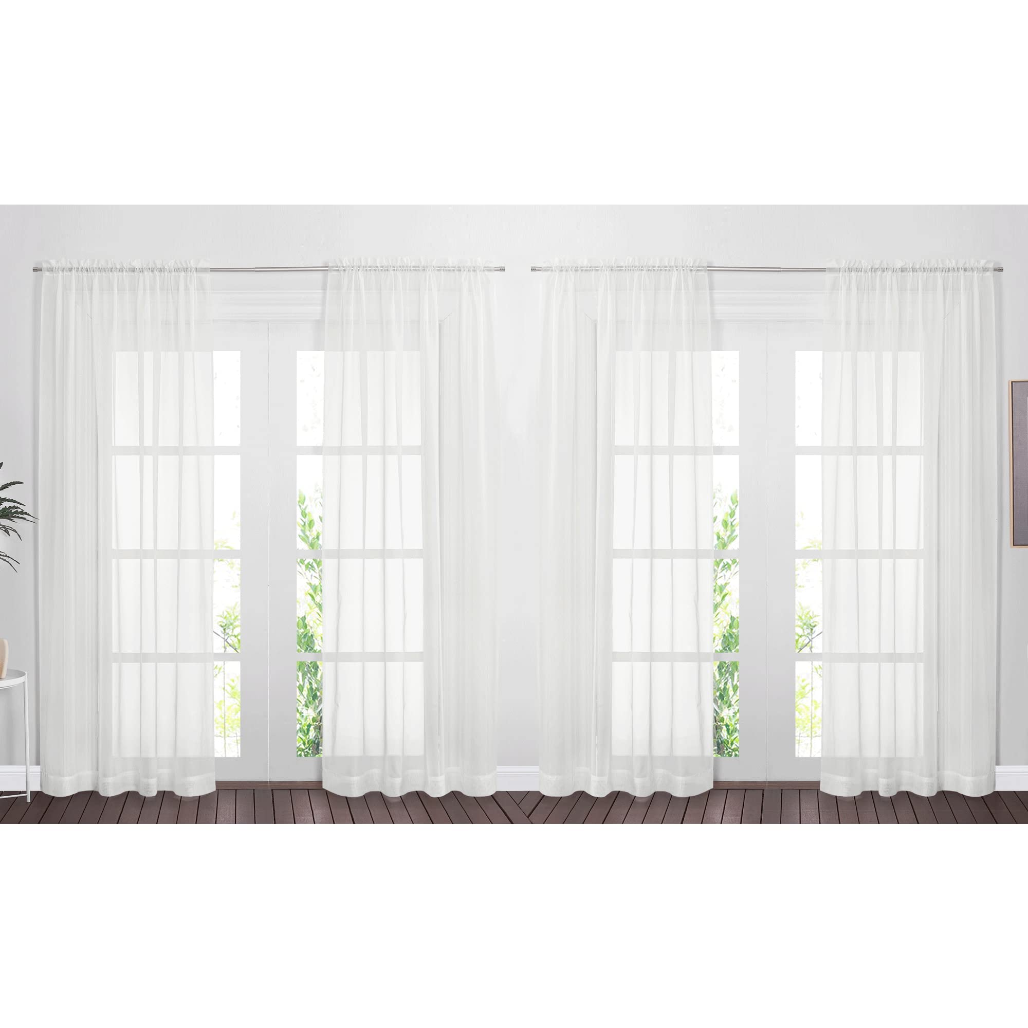 NICETOWN Ivory Sheer Curtains 84 inches Long 4 Panels Set, Elegant Airy Rod Pocket Vertical Drapes with Soft Fabric for Bedroom and Living Room, 60" W x 84" L, 4 Panels Set