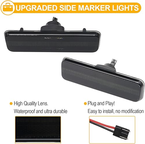 Miniatura 5 de R&amp;F Auto Luces LED delanteras ahumadas laterales compatibles con Ram D150 D250 D350 W250 1972-1993 Pickup Ramcharger Parachoques Sidemarcador