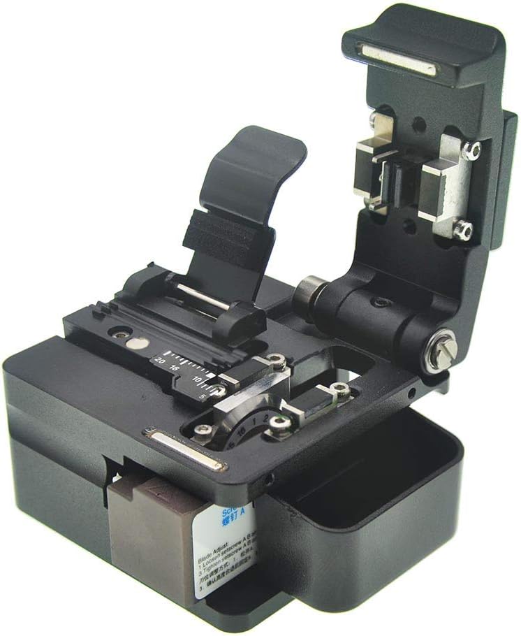 eTayson Fiber Fusion Splicer Tool T06 High Precision Fiber Cleaver Fiber Optics Cutter with 16 Surfaces Blade & Fiber Collecting Box