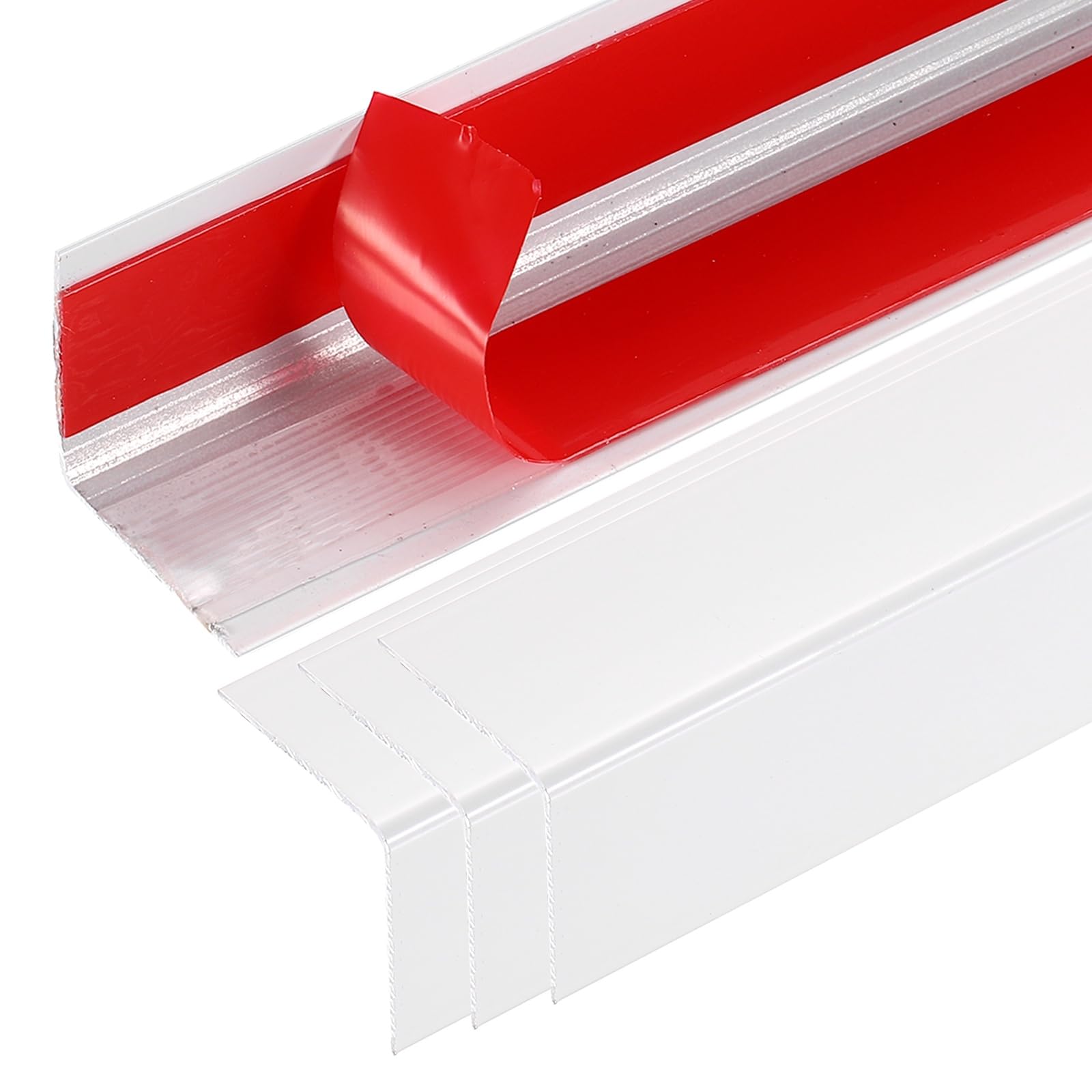 sourcing map 4pcs Wall Corner Protector Guards, 35" x 0.8" Peel and Stick Aluminum Corner Protectors L-Shaped Molding Trim for Wall Edge Decoration, White