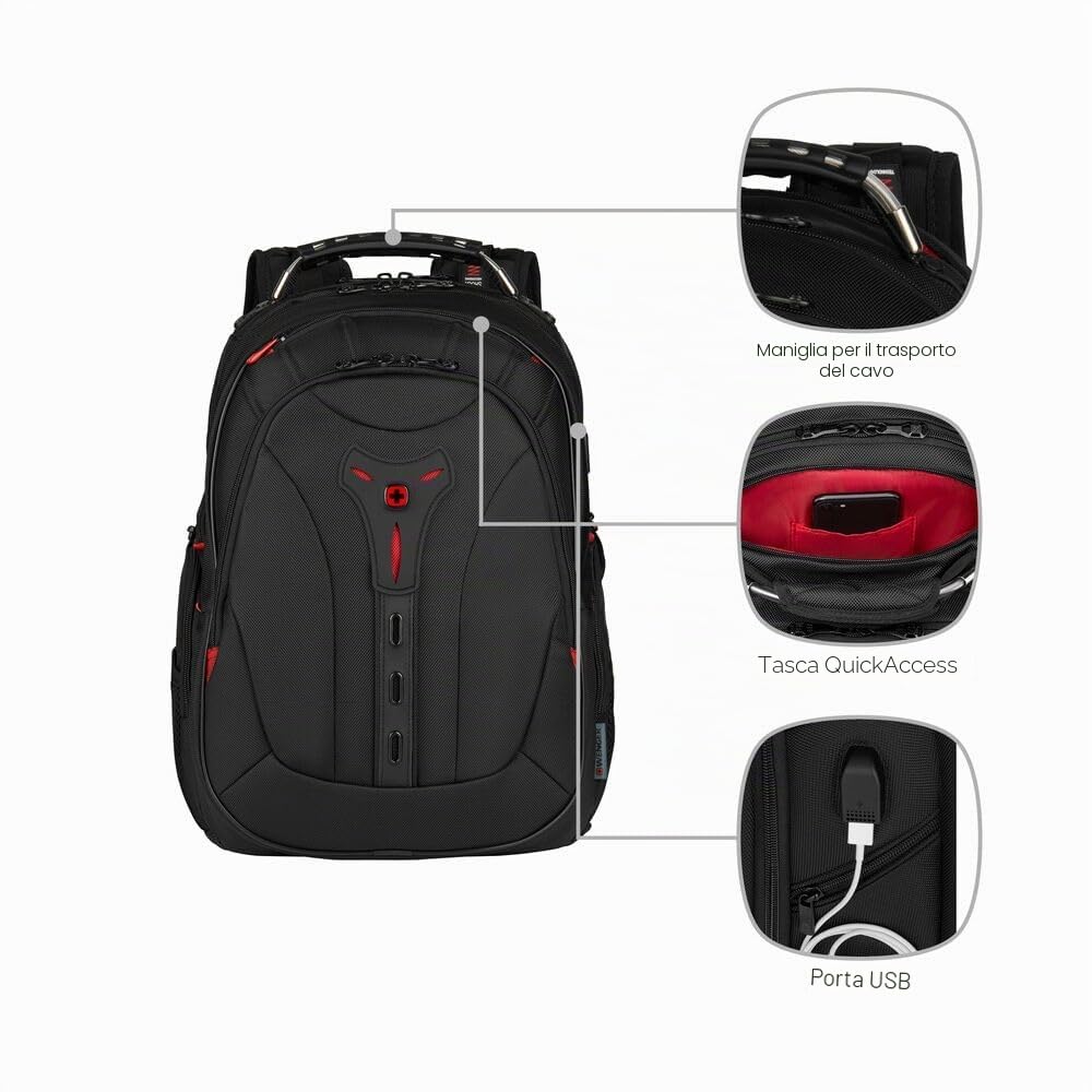 WENGER Zaino Porta PC Pegasus Deluxe, Notebook 14”-16”, Tablet 10”, 25 l, Uomo Donna, Ufficio Università Scuola Viaggi, Nero, 606492