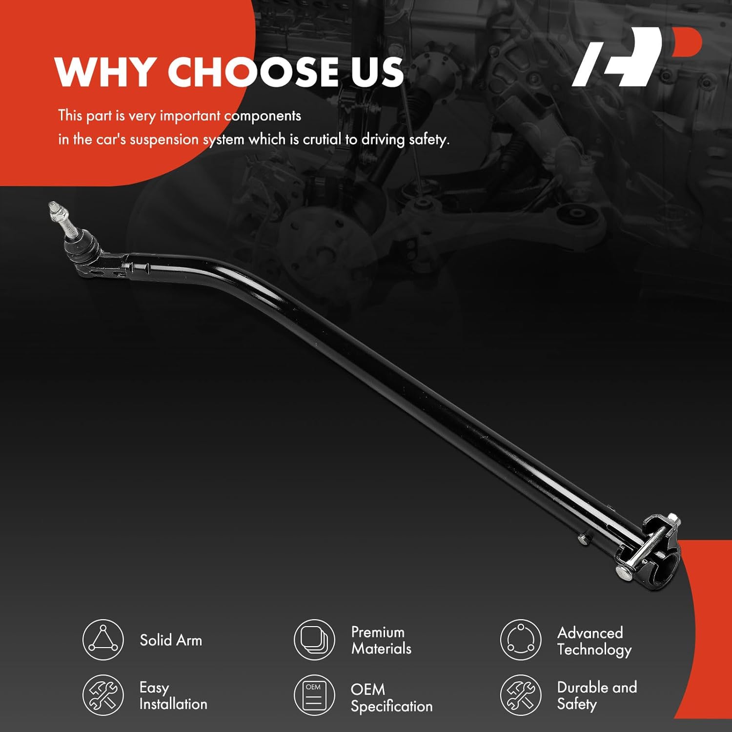 A-Premium At Spindle Steering Drag Link, Compatible with Jeep Wrangler JL Series 2018-2025, Gladiator JT Series 2020-2025, with Dana M210 Axle