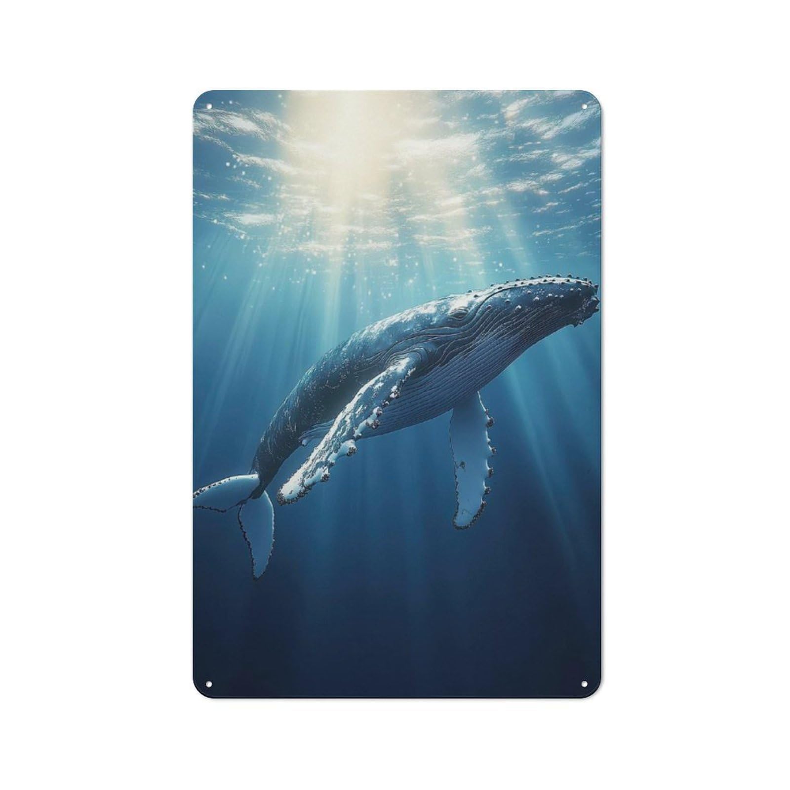 Junmoney Humpback Whale Underwater Rustic Metal Wall Sign 30X20cm For Café Or Restaurant, Gift Idea At Christmas For Café Owners And Decorators