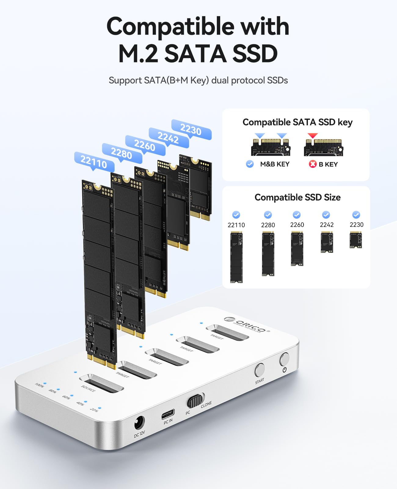 ORICO M.2 NVMe SSD Clone Stacja dokująca, 10 Gbps-M55