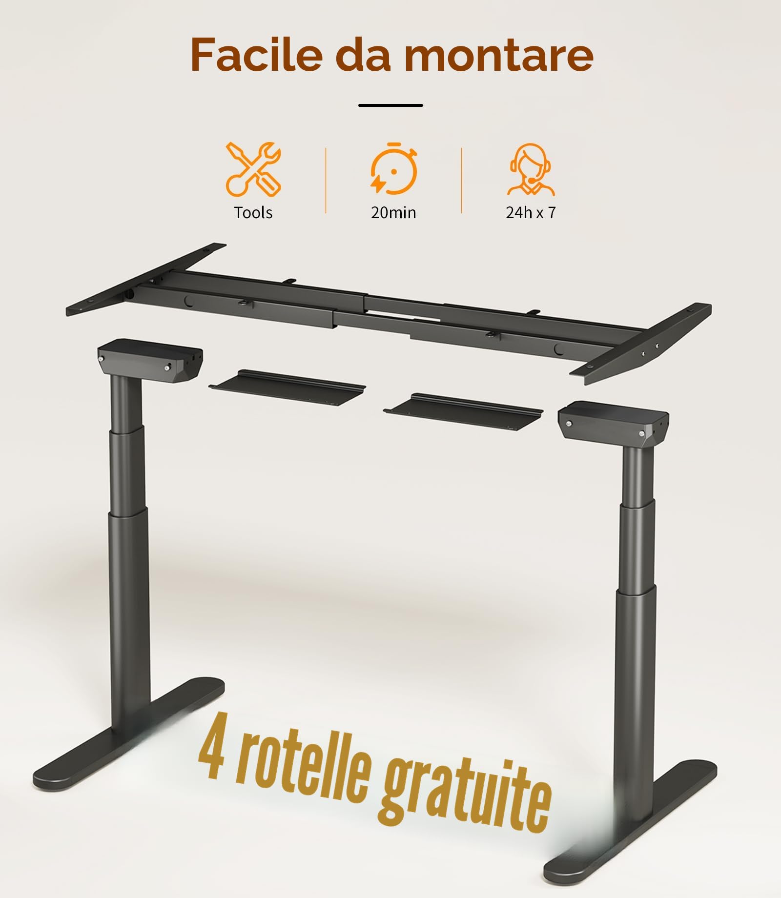 MAIDeSITe Scrivania regolabile in altezza elettrica EL2 Plus Art con design delle gambe ovali, scrivania doppio motore regolabile in altezza da 62 a 125 cm, 4 comandi a memoria