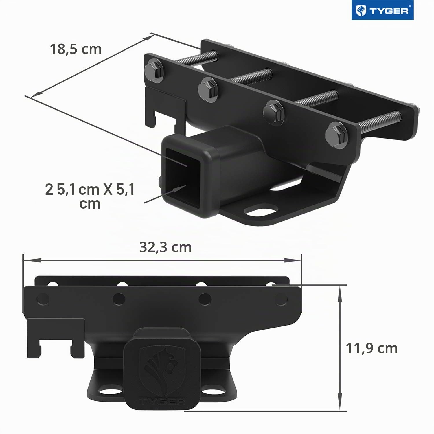 TYGER Traino Combo: 2 "Ricevitore Hitch & Cablaggio & Copertura del gancio di traino Adatto 2007-2018 Wrangler JK 2Dr & 4Dr (esclusi modelli JL 2018)