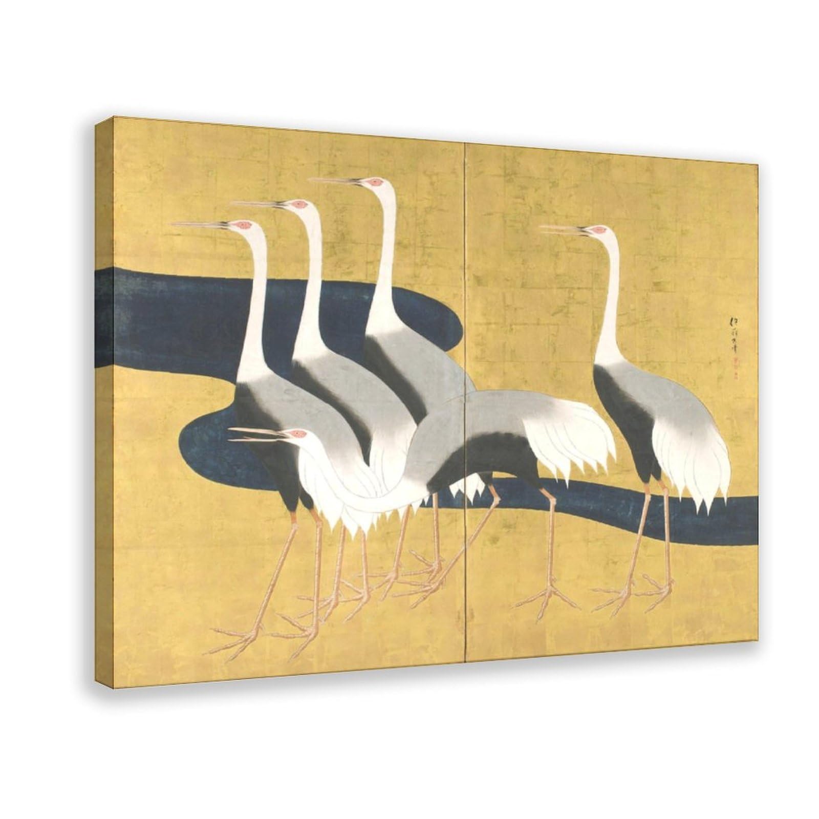WCYB Cranes by Sakai Hoitsu Posters Prints Canvas Deco Paintings Wall Art Hangable Frame 20" L X 30" W