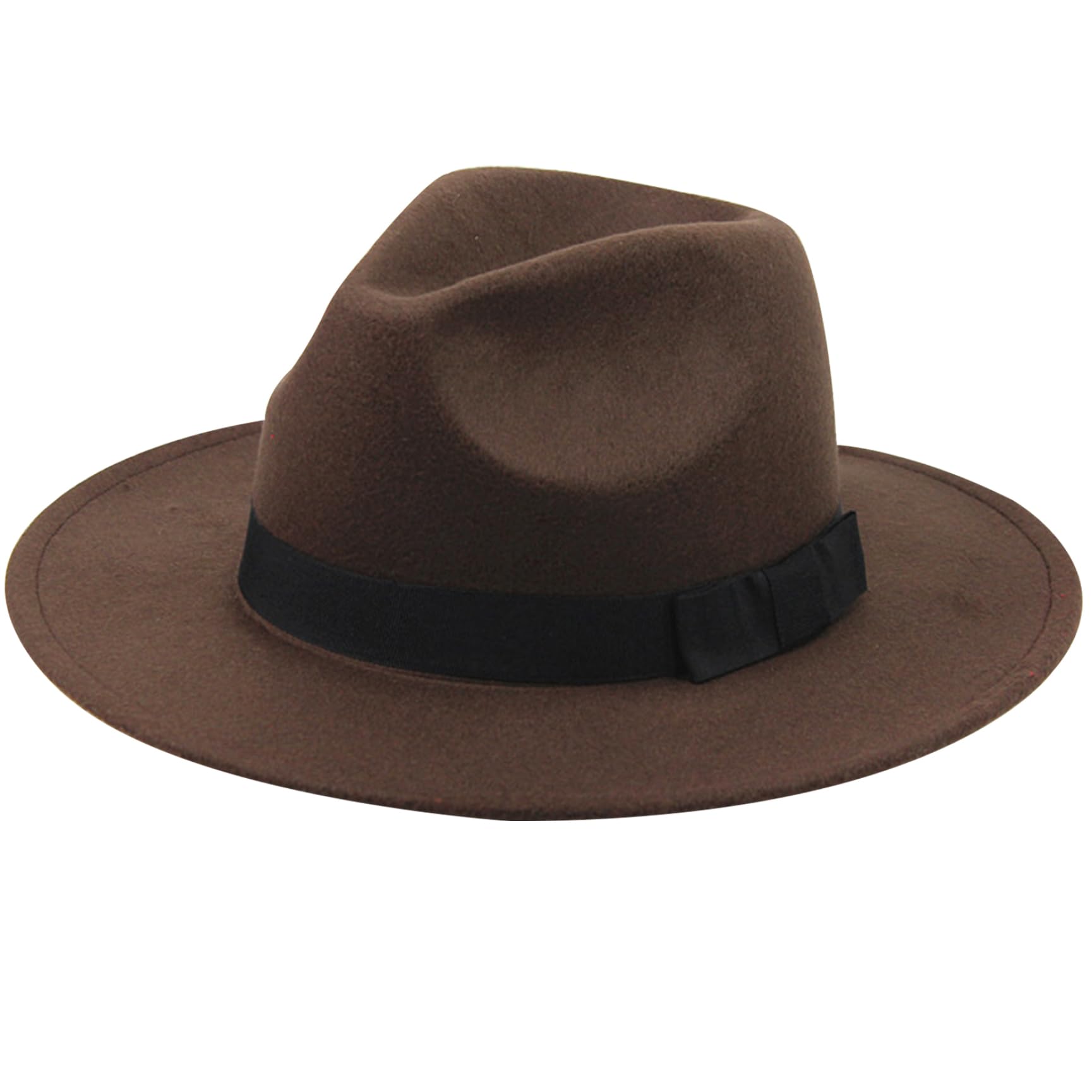 Cappello Panama Uomini Vintage Larghi Cappello in Feltro di Cappello Marrone outbacks Cappelli di Una Taglia di Un Cappello da Fedora per Uomo Abito da Donna, Costume da Cosplay Accessorio