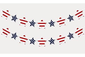 Patriotic Star Garland Banner for Outdoor 4th of July Decorations