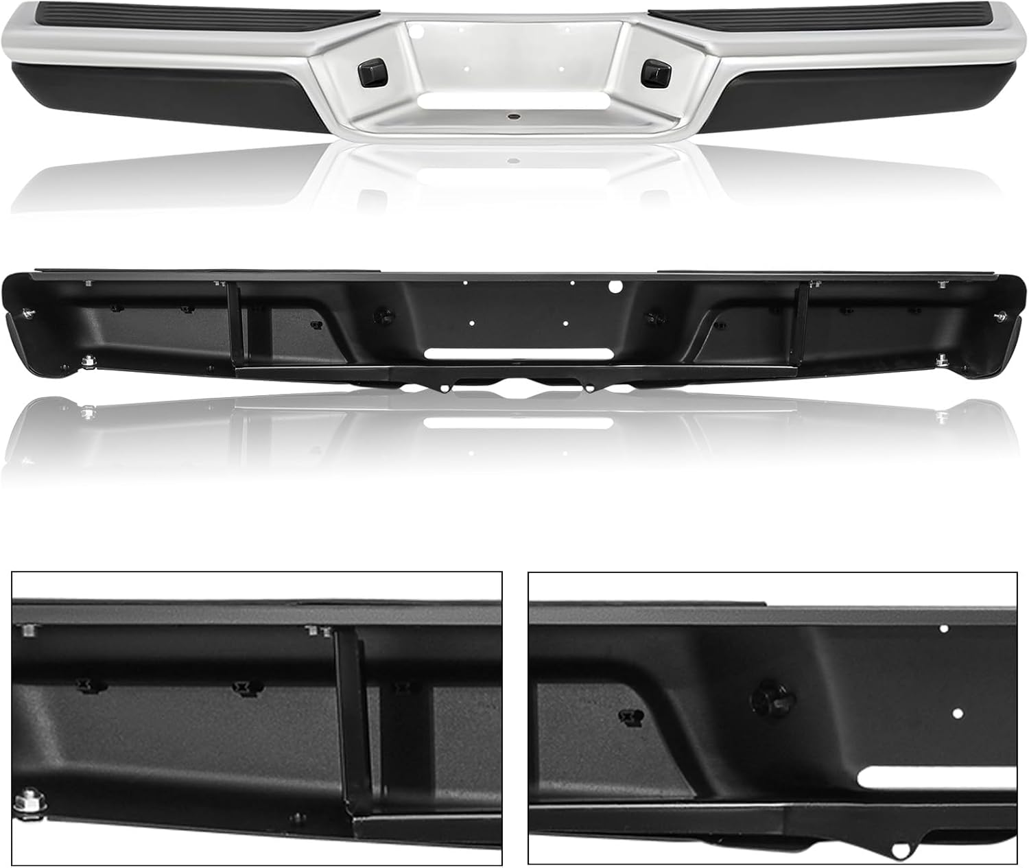 JSBOYAT Chrome Rear Bumper Assembly Compatible with 1997-2004 Dodge Dakota Back Step Bumper CH1103103