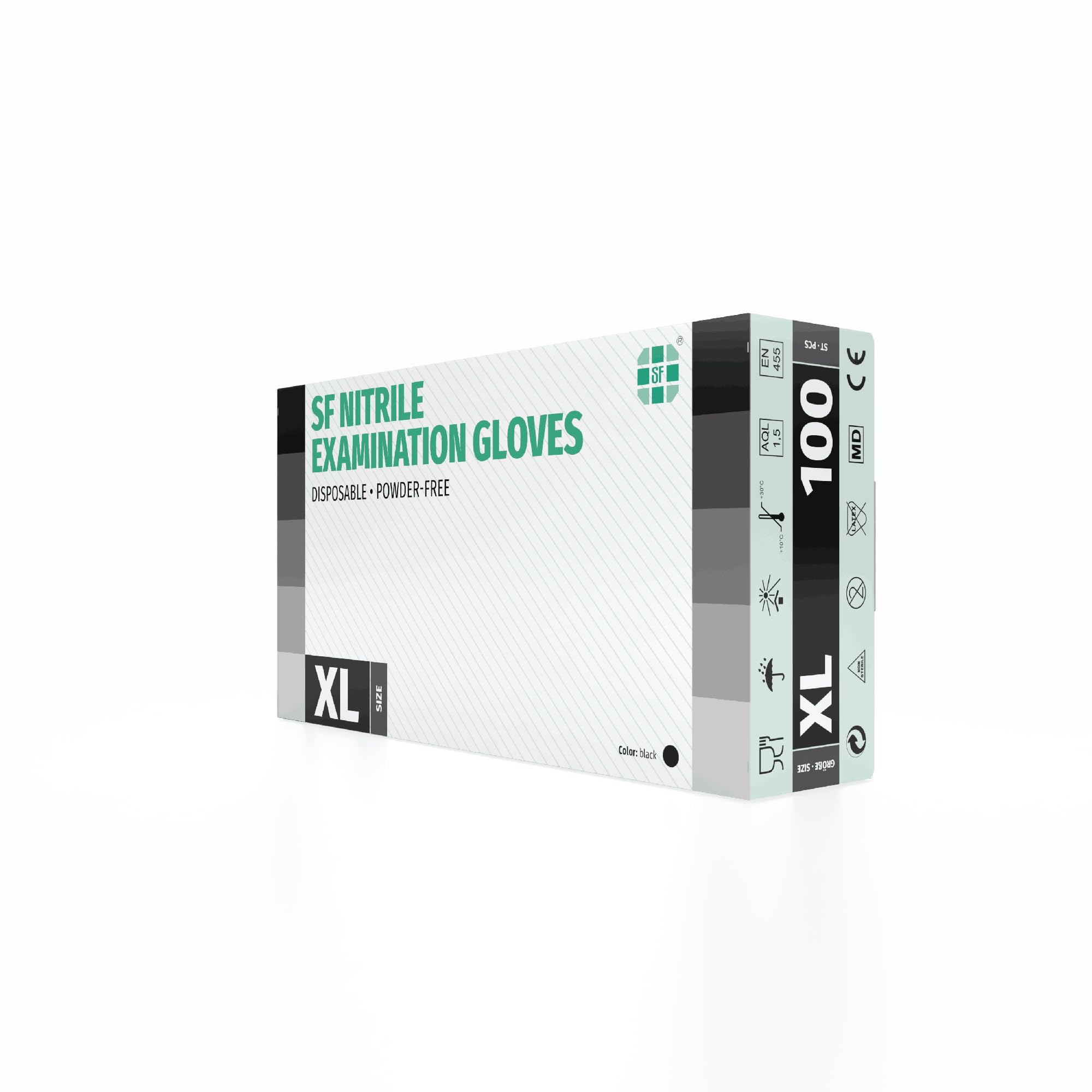 SF Guanti Nitrile XL Neri – 100 Guanti Monouso Resistenti e Professionali, Senza Lattice e Senza Polvere