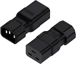 VISSQH 2 pezzi Connettore di Adattatore alimentazione da IEC 320 C14 Plug Maschio a C19 Presa Femmina 3 spine (nero)